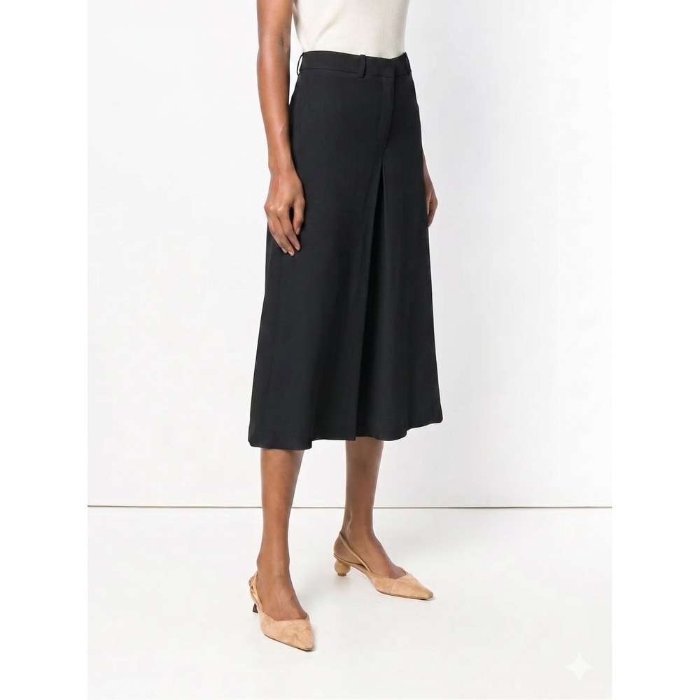 Theory Black Crepe Crop Flared Culottes Wide Leg Skirt Trouser NWT Size 4 $355